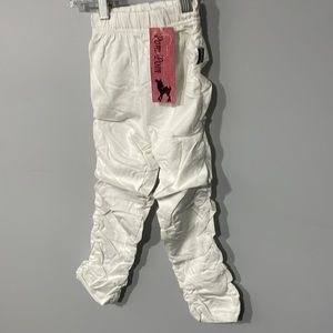 NWT Pom Pom Girls White Rouche Leggings